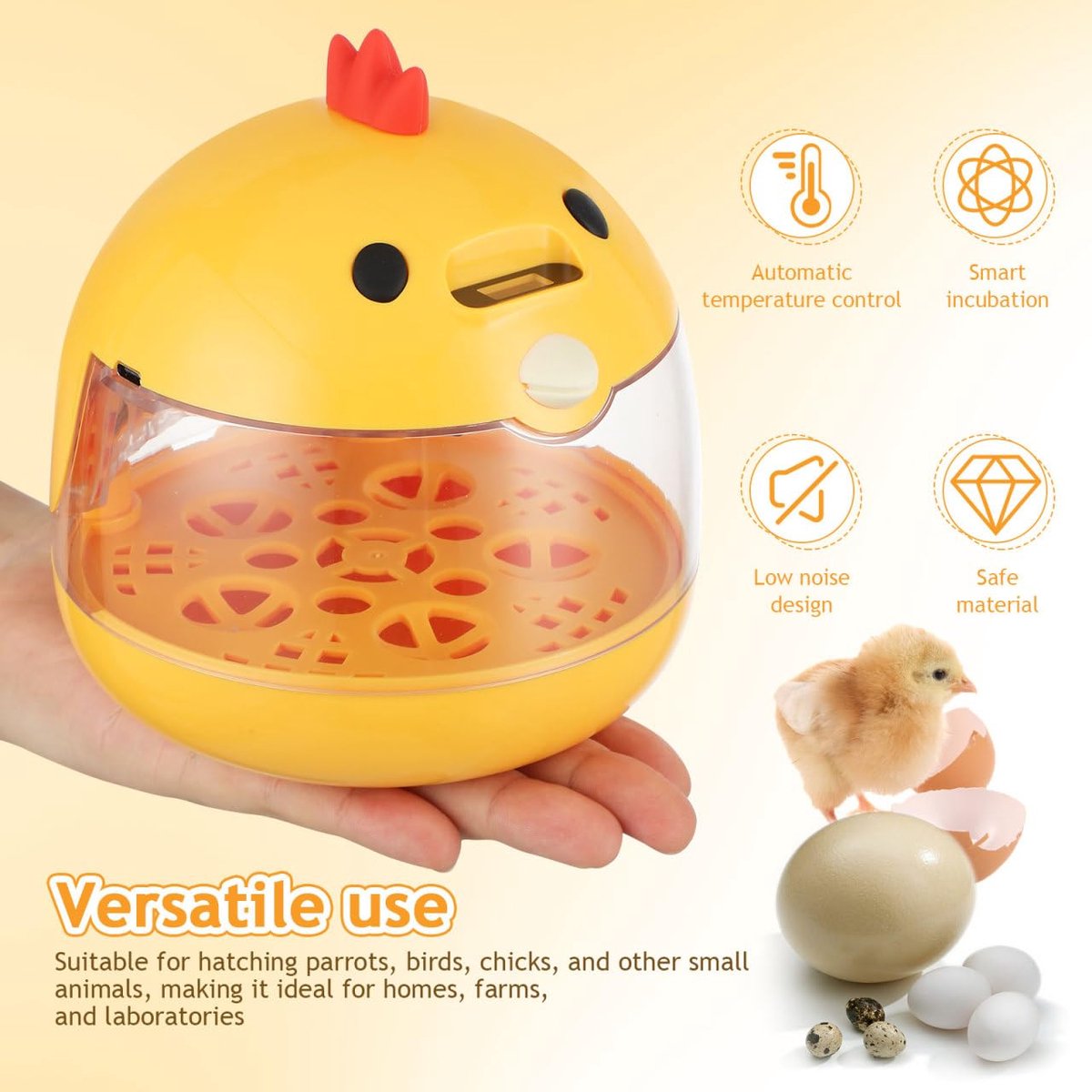 Incubator - Egg incubator | Incubator with a capacity of 4 eggs - with automatic temperature and humidity control - suitable for hatching eggs of chickens, ducks, geese, quails, parrots and other poultry - Image 6