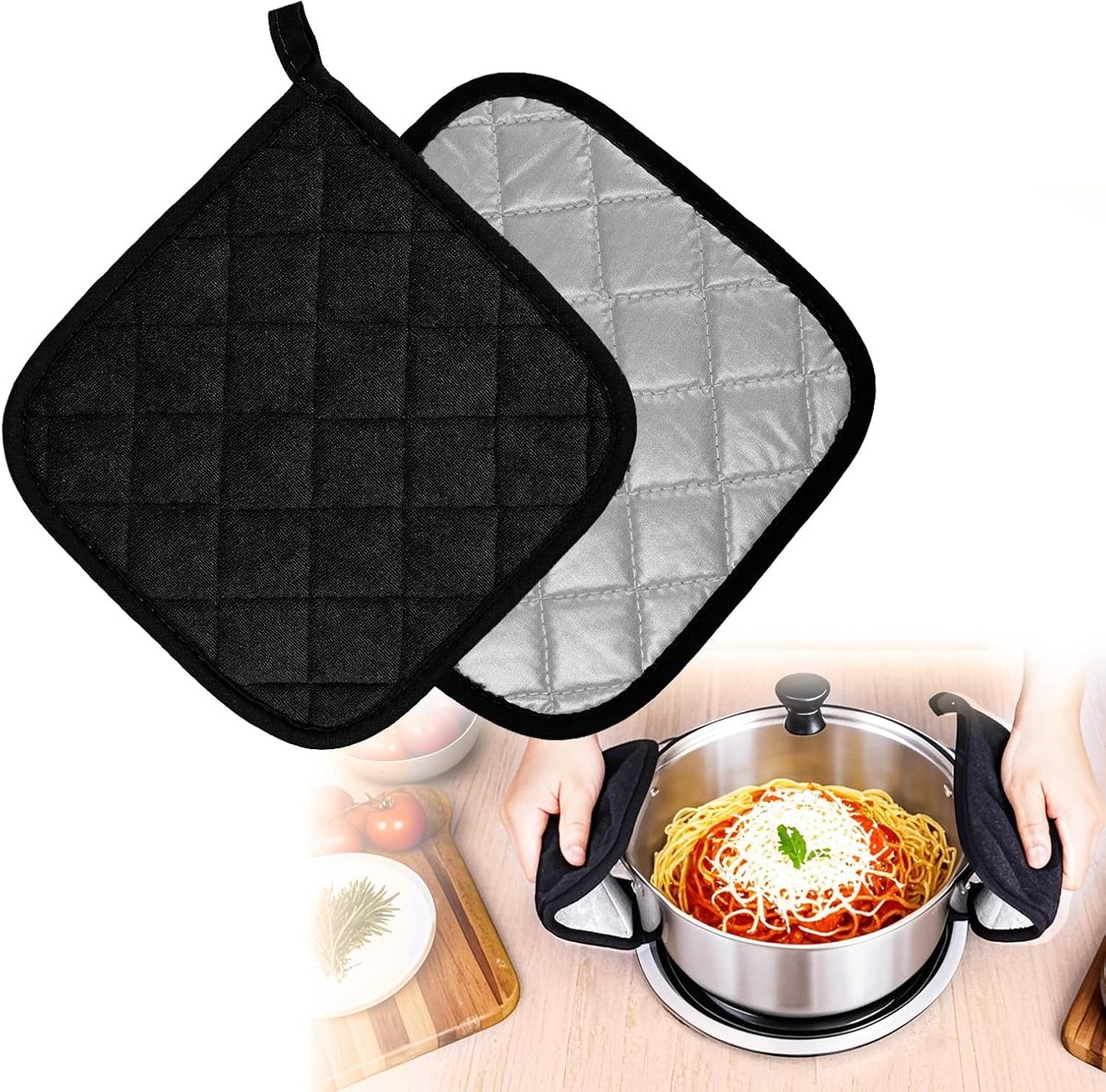 Set of 2 heat insulation mats - thickened - heat insulation mat - anti-scalding - microwave gloves - silver cloth - pot holder - Image 1