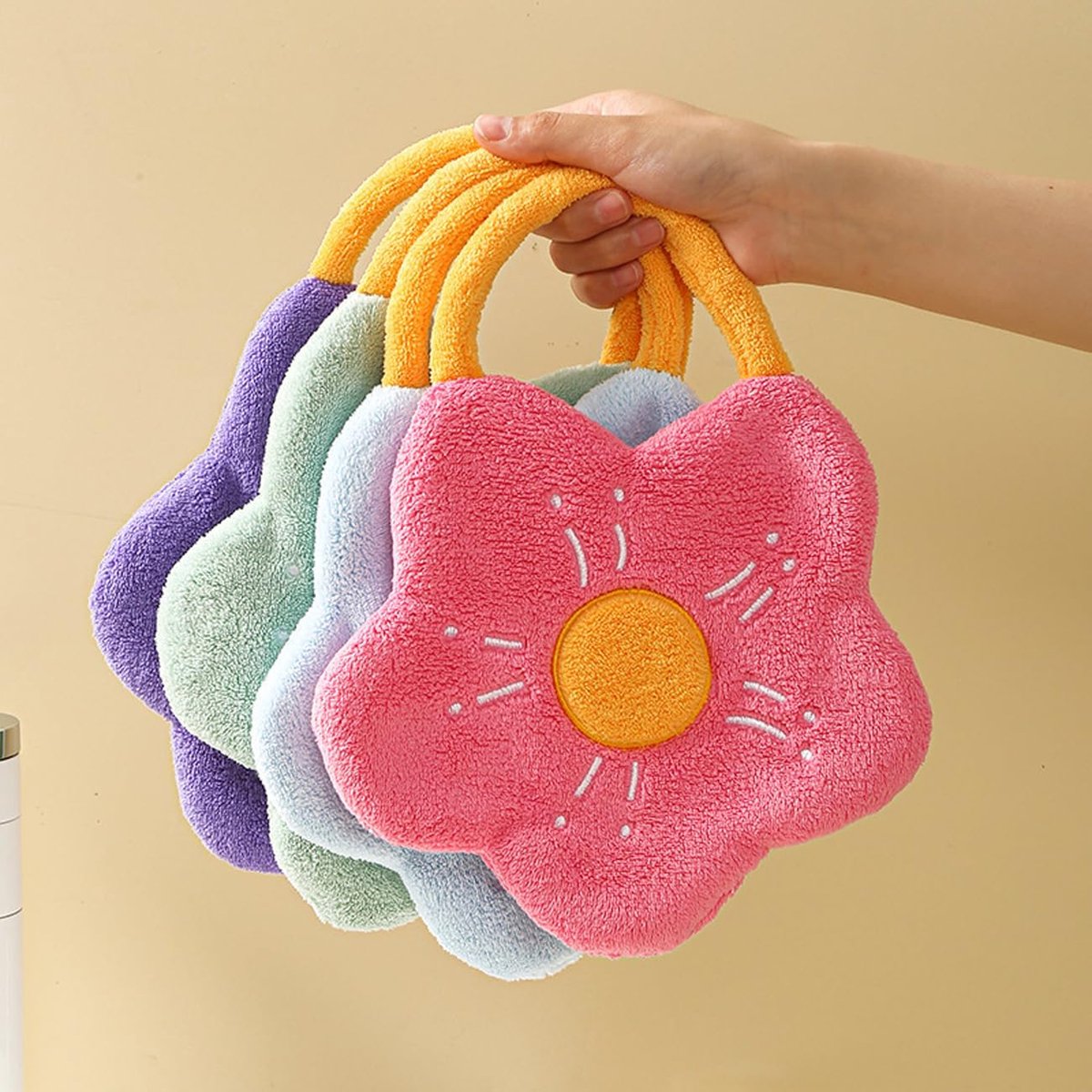 Kitchen Towel Set - Set of 4 - Embroidered coral fleece towels, absorbent tissues for children, kitchen and bathroom towels for home use - Image 1