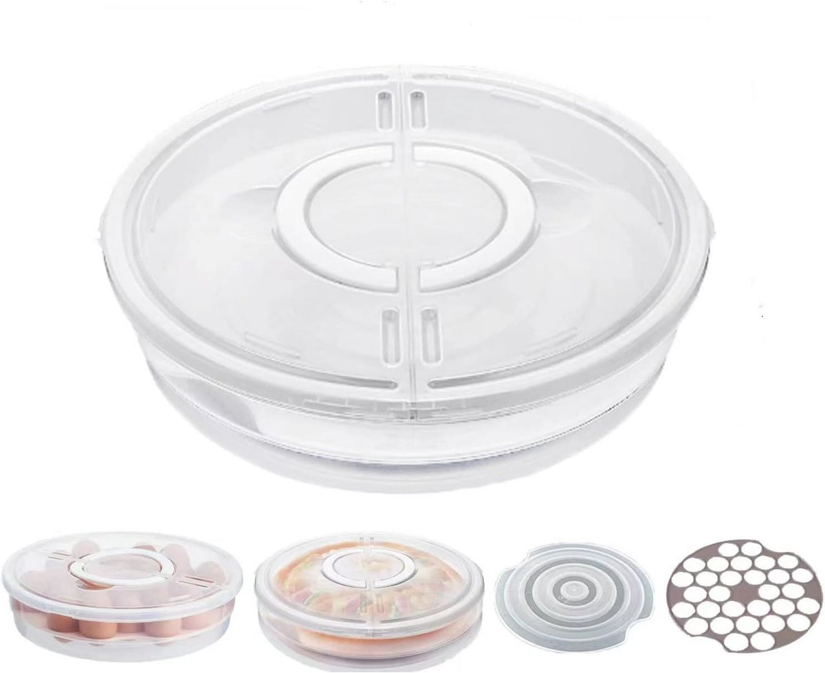 Versatile Storage Box - with Lid and Handle - Egg Carton - Holds 30 Cake Eggs - 12/3.5 Inches - Perfect for Cheesecake, Corn Pie, Fruit - White and Clear (One) - Image 1