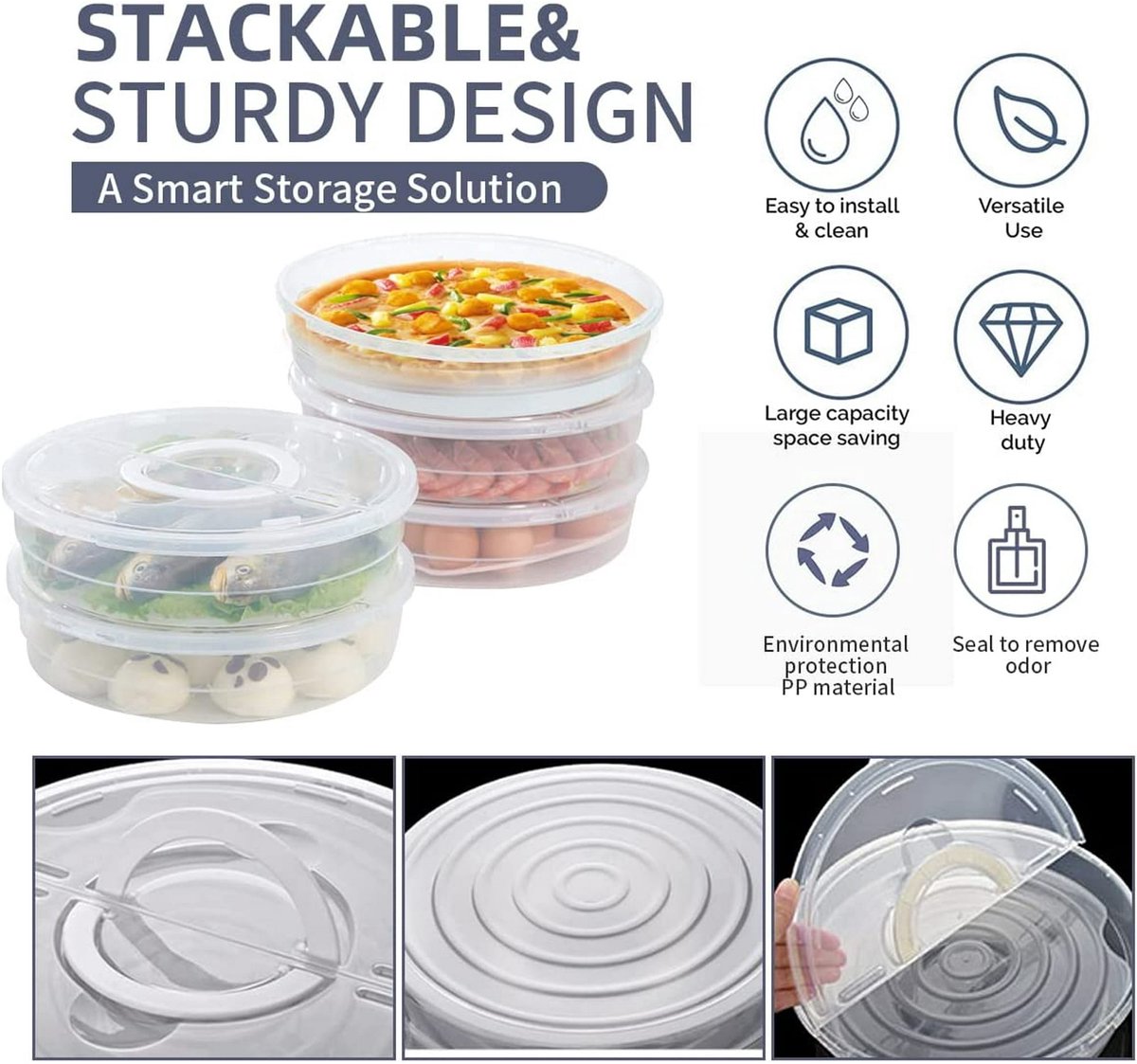 Versatile Storage Box - with Lid and Handle - Egg Carton - Holds 30 Cake Eggs - 12/3.5 Inches - Perfect for Cheesecake, Corn Pie, Fruit - White and Clear (One) - Image 2