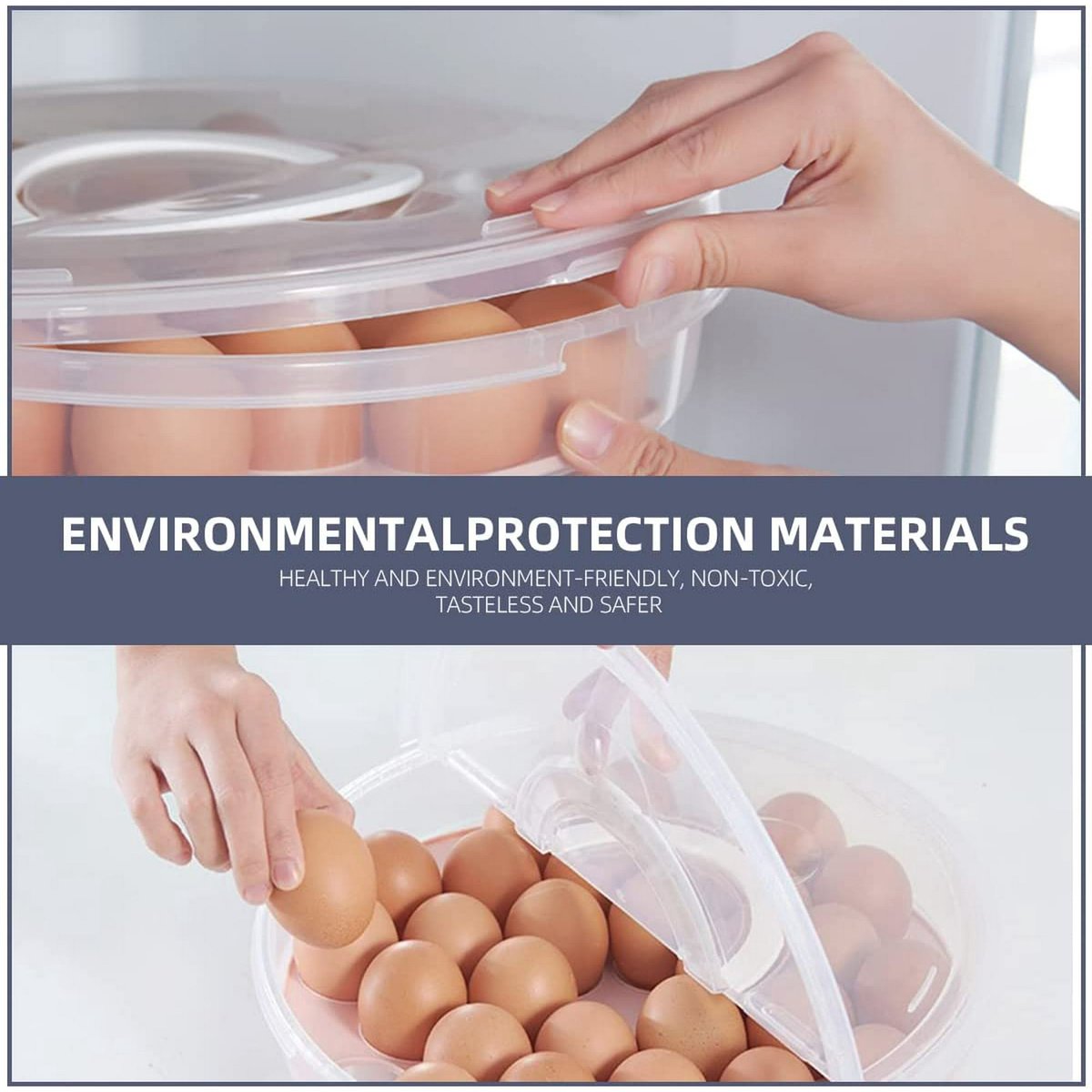 Versatile Storage Box - with Lid and Handle - Egg Carton - Holds 30 Cake Eggs - 12/3.5 Inches - Perfect for Cheesecake, Corn Pie, Fruit - White and Clear (One) - Image 3