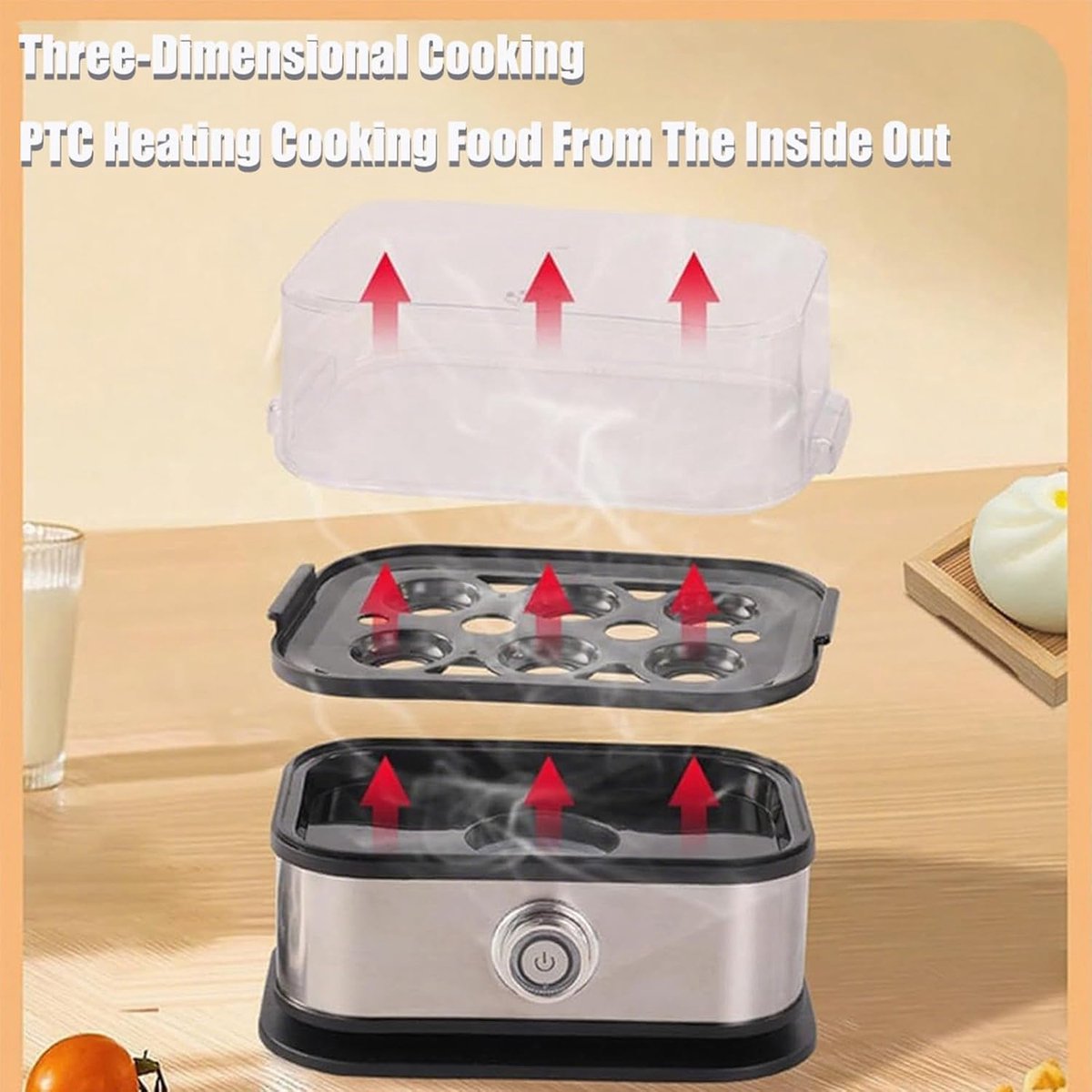 Electric Egg Boiler - Egg Boiler 6 Eggs - Made of Stainless Steel - Intelligent Steamer with Automatic Shut-Off - Image 7