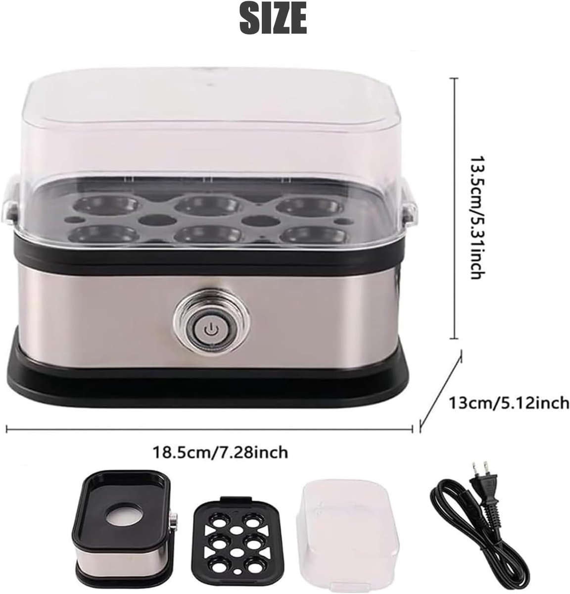 Electric Egg Boiler - Egg Boiler 6 Eggs - Made of Stainless Steel - Intelligent Steamer with Automatic Shut-Off - Image 8