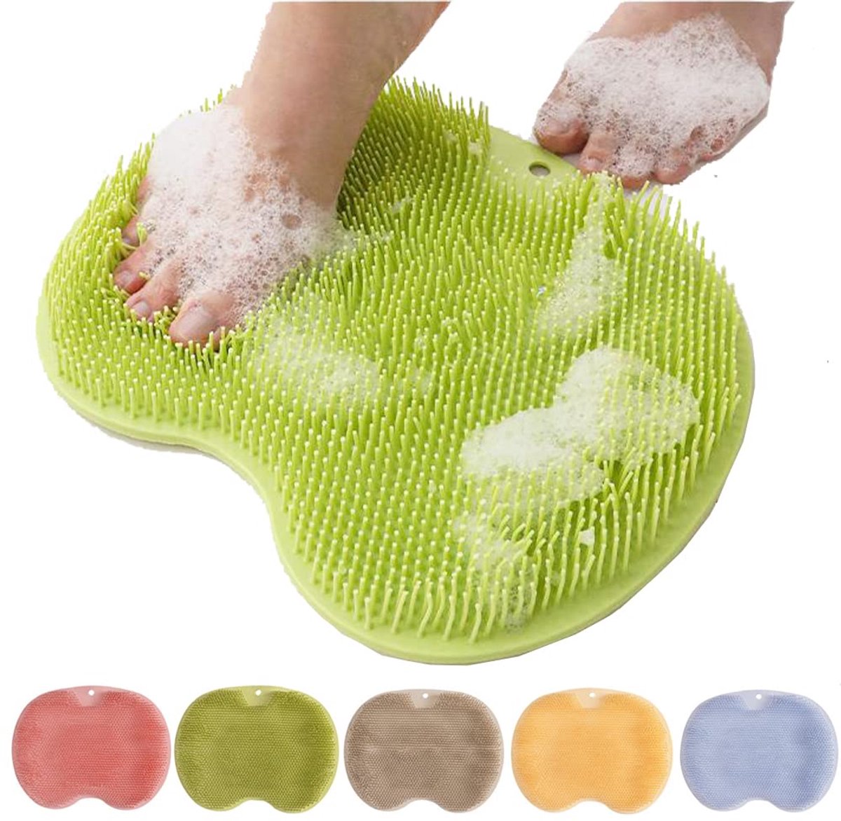 Shower Mat - Non-Slip Bath Mat - Foot Cleansing Pad, Back Scrub Pad, Exfoliating Bath Scrub Pad, Non-Slip Wall Suction Cup - Suitable for Men and Women (Vegetable) - Image 1