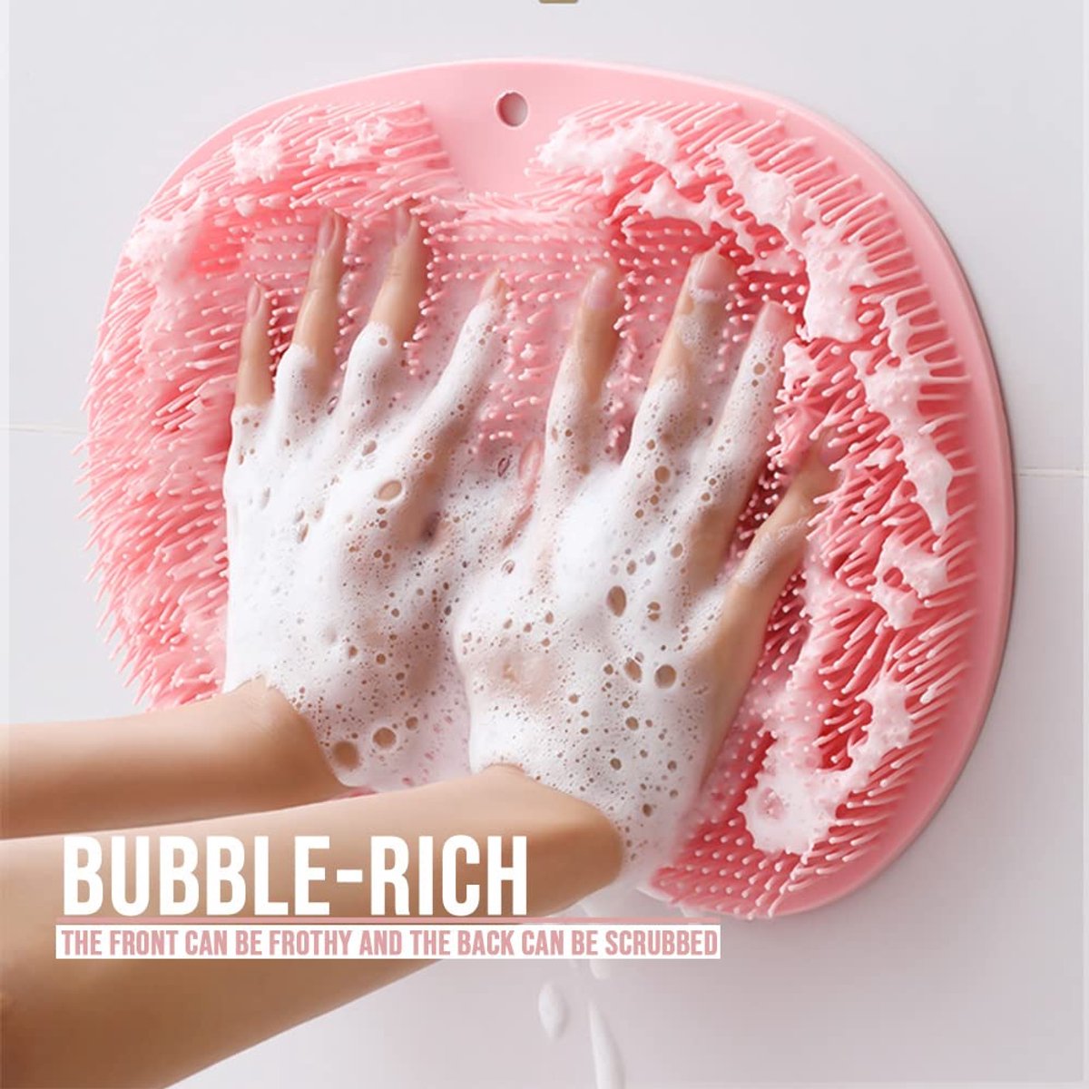 Shower Mat - Non-Slip Bath Mat - Foot Cleansing Pad, Back Scrub Pad, Exfoliating Bath Scrub Pad, Non-Slip Wall Suction Cup - Suitable for Men and Women (Vegetable) - Image 5