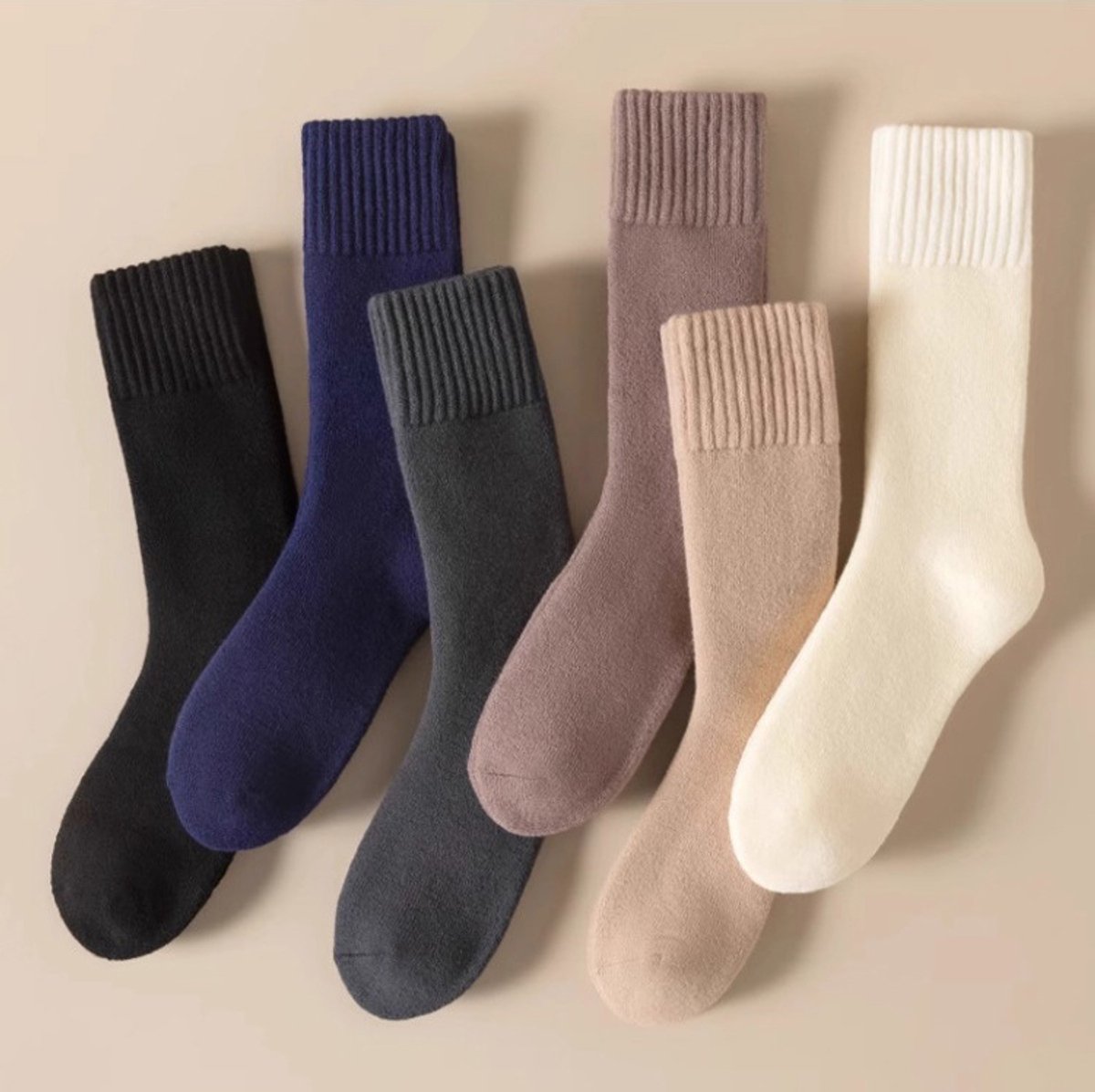 Thick Winter Socks Men - House Socks - Fluffy Socks - Casual Socks - Work Socks - 6-Pack Socks Men 43 46 - Size 40-46 - Black, White, Gray - Image 1