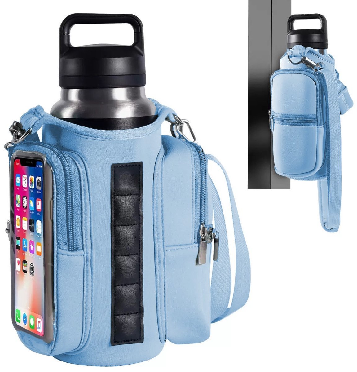 Magnetic Sports Bag with Adjustable Shoulder Strap - Includes Water Bottle Holder and Pocket - for Sports, Workouts, Travel & Work（Blue） - Image 1
