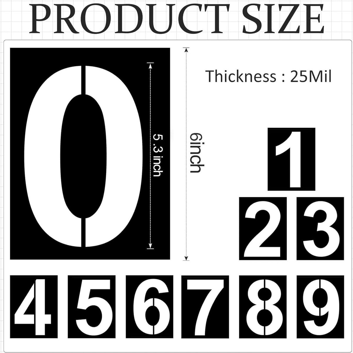Number Stencil Set - Address Stencils 0-9 - Reusable Plastic Number Stencils - Cake Stencils - Paint by Number Stencils 6 inch - Image 2