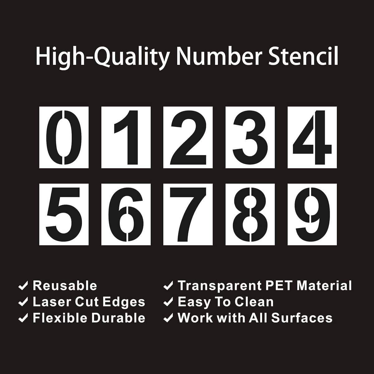 Number Stencil Set - Address Stencils 0-9 - Reusable Plastic Number Stencils - Cake Stencils - Paint by Number Stencils 6 inch - Image 3