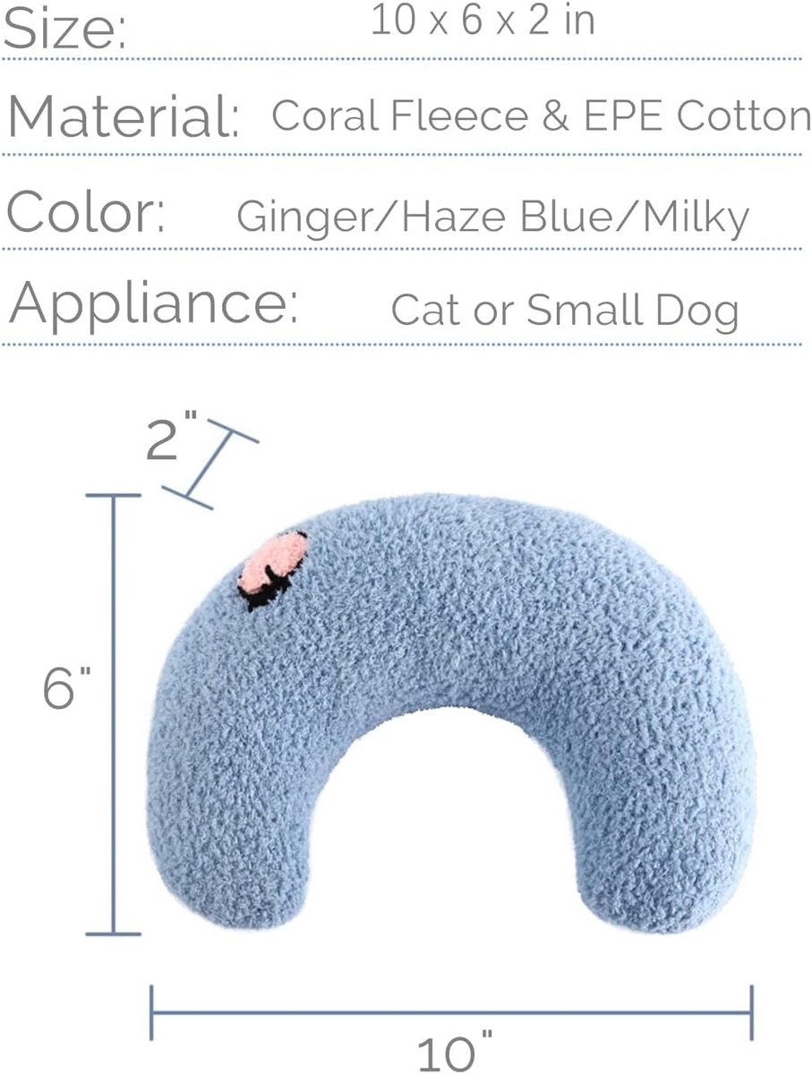 Pet Cushion - Soft Plush Pet Cushion - Cute Patterned Pet Mat - Comfortable Neck Support - Suitable for Cats and Dogs - Blue - Image 2