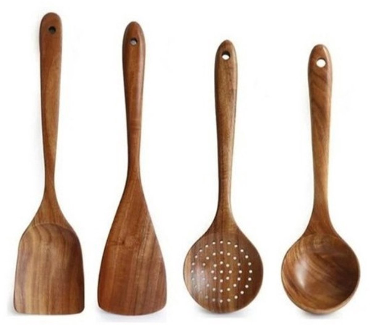 Kitchen Utensils - Wooden Kitchen Utensils - Cooking Utensil Set - Wooden Spatula - Spatulas - Ladles - 4-Piece Set - Hangable - Scratch-resistant, high-temperature resistant - Image 1