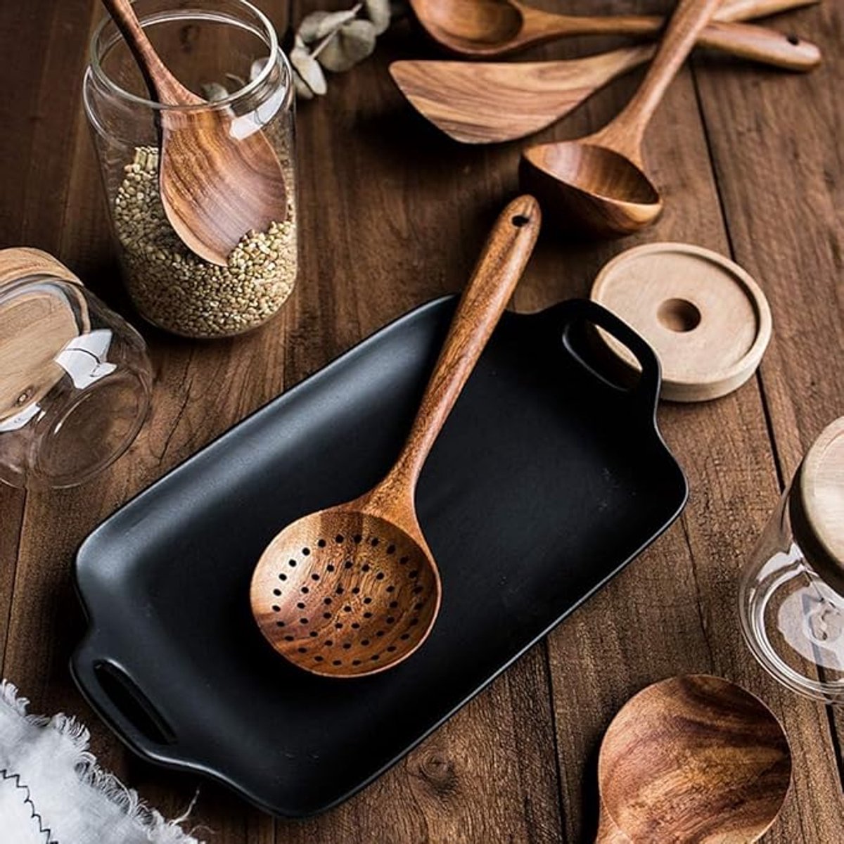 Kitchen Utensils - Wooden Kitchen Utensils - Cooking Utensil Set - Wooden Spatula - Spatulas - Ladles - 4-Piece Set - Hangable - Scratch-resistant, high-temperature resistant - Image 7