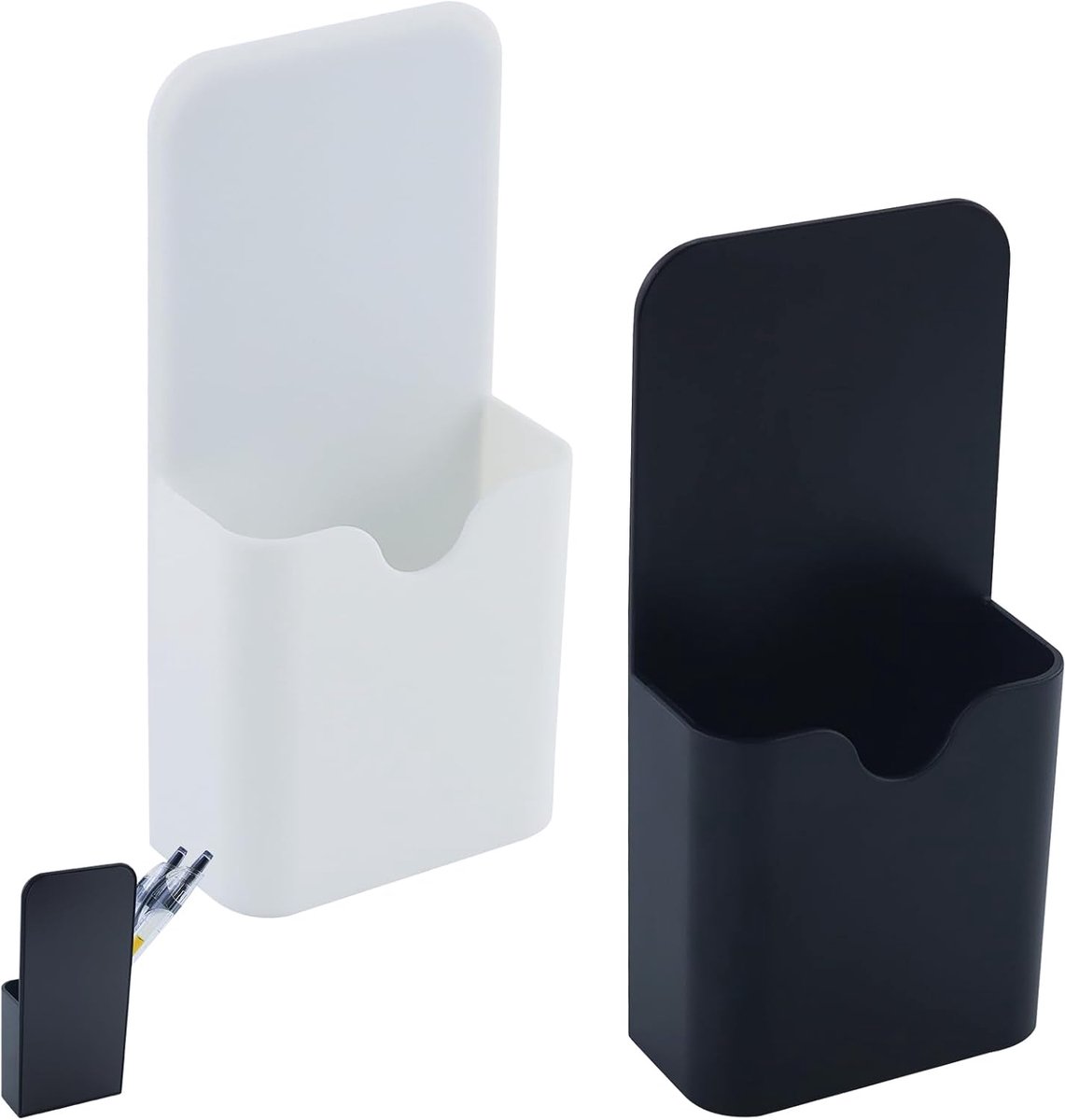 2-pack magnetic pen holder - magnetic marker holder - whiteboard - refrigerator - marker holder for metal surfaces (black and white) - Image 1