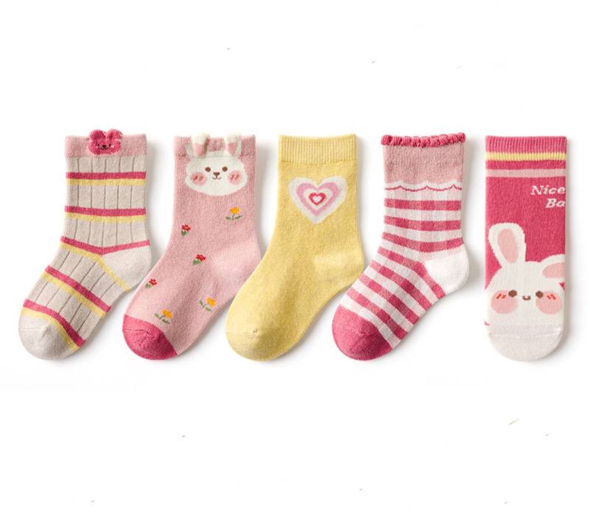 5 pairs of children's socks - Short socks for boys and girls, cotton, suitable for medium to large children - Size S (1-3 years), recommended shoe size 21-24 - Image 1