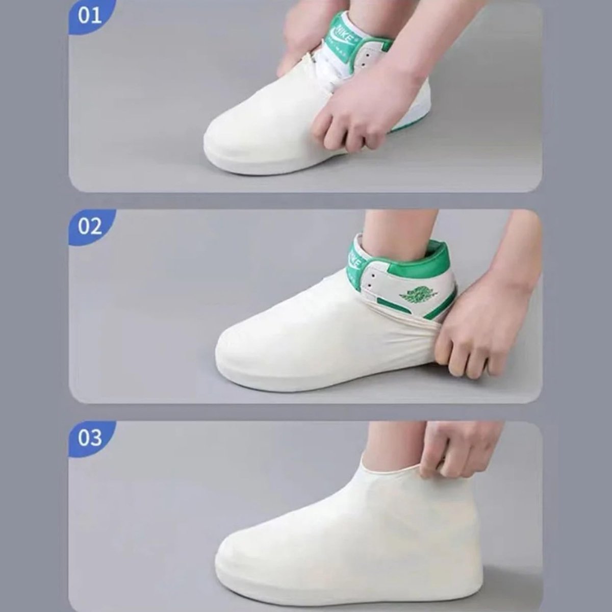 Overshoes - 1 Pair - Waterproof Silicone Overshoes - Reusable, Non-slip, Suitable for Outdoor Activities (White - Size L) - Image 2