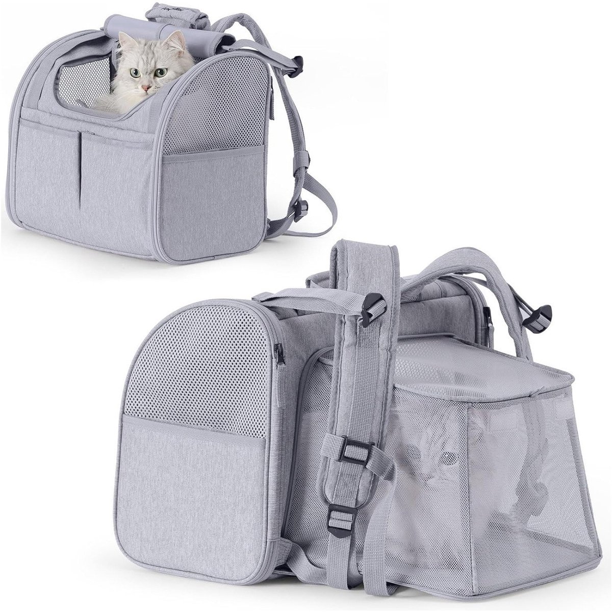 Travel Basket for Cats and Dogs - Carrier for Cats and Dogs - Travel Bag for Cats and Dogs - Dog Carrier - Cat Carrier - up to 10 lbs - Gray - Image 1