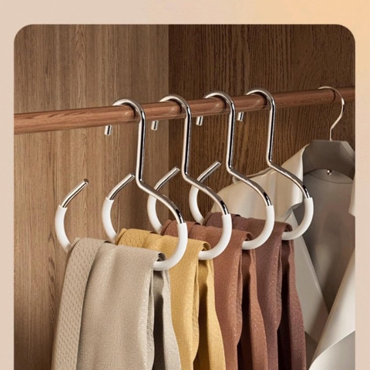 10-pack - Non-slip - Space-saving - Storage rack - Wardrobe belt/scarf hooks - Suitable for displaying hats, vests, ties, shawls (white) - Image 1