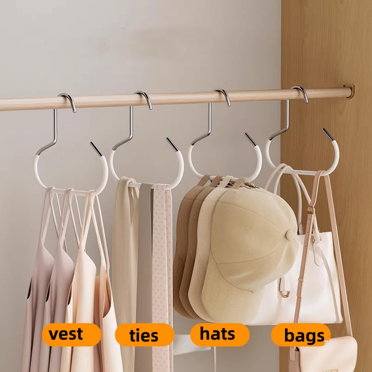 10-pack - Non-slip - Space-saving - Storage rack - Wardrobe belt/scarf hooks - Suitable for displaying hats, vests, ties, shawls (white) - Image 4