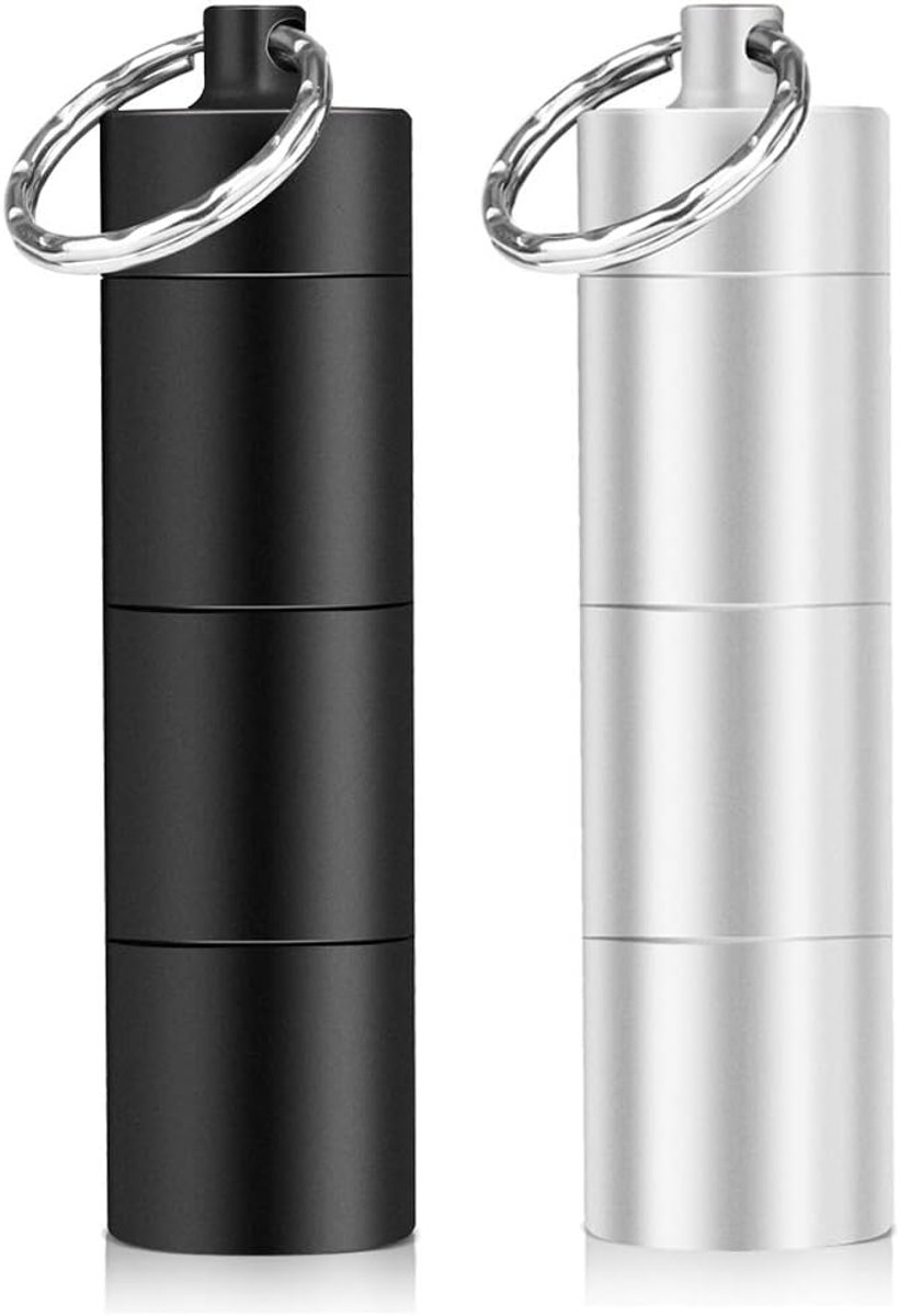 Small Pill Boxes (2-piece) - Keychain - Travel Metal - Pill Dispenser - Convenient Pill Storage - Image 1