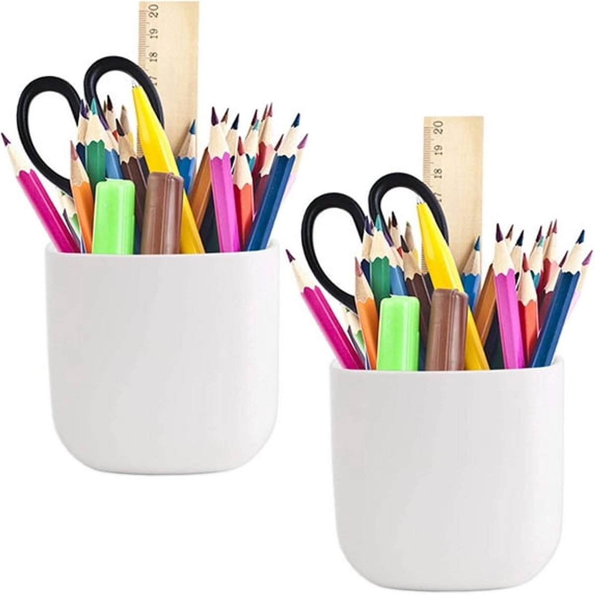 Pencil Holder - Self-Adhesive Wall Pencil Holder - Highlighter - Writing Tool Organizer - Storage - Whiteboard - Home Office - White - Set of 2 - Image 1