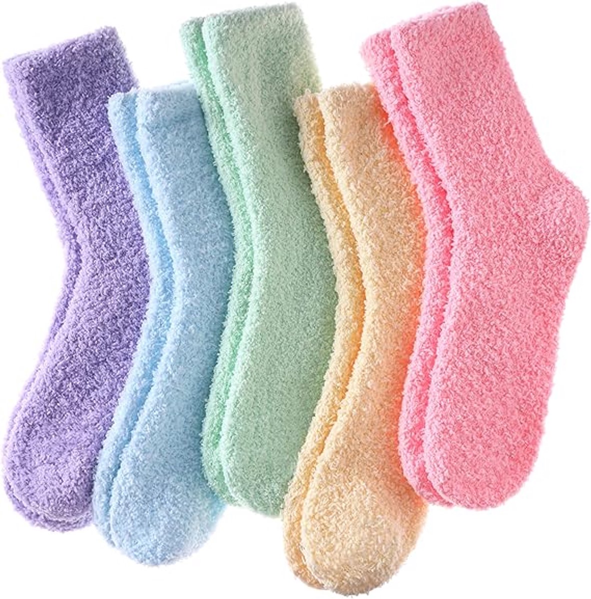 5 Pairs of Women's Fleece Socks - Comfortable and Soft - Warm Winter Socks - Soft microfiber socks, suitable for lounging and sleeping at home. - Image 1