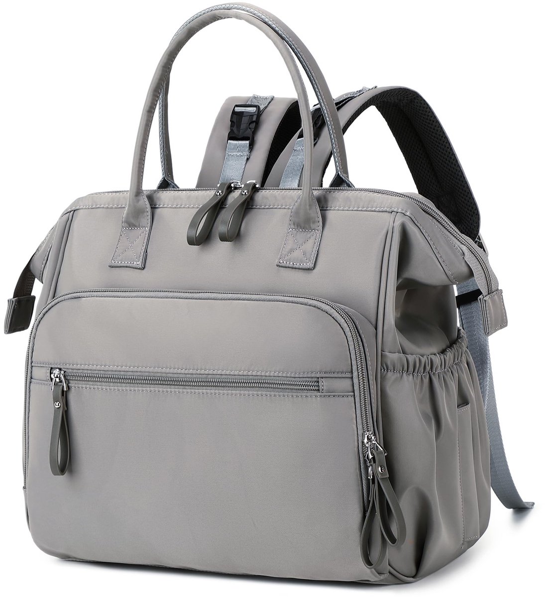 Convertible Diaper Bag - Wide Opening - 14 Pockets - Stylish - Baby Changing Bag - with Stroller Buckle - Diaper Bag - Waterproof (Gray) - Image 1