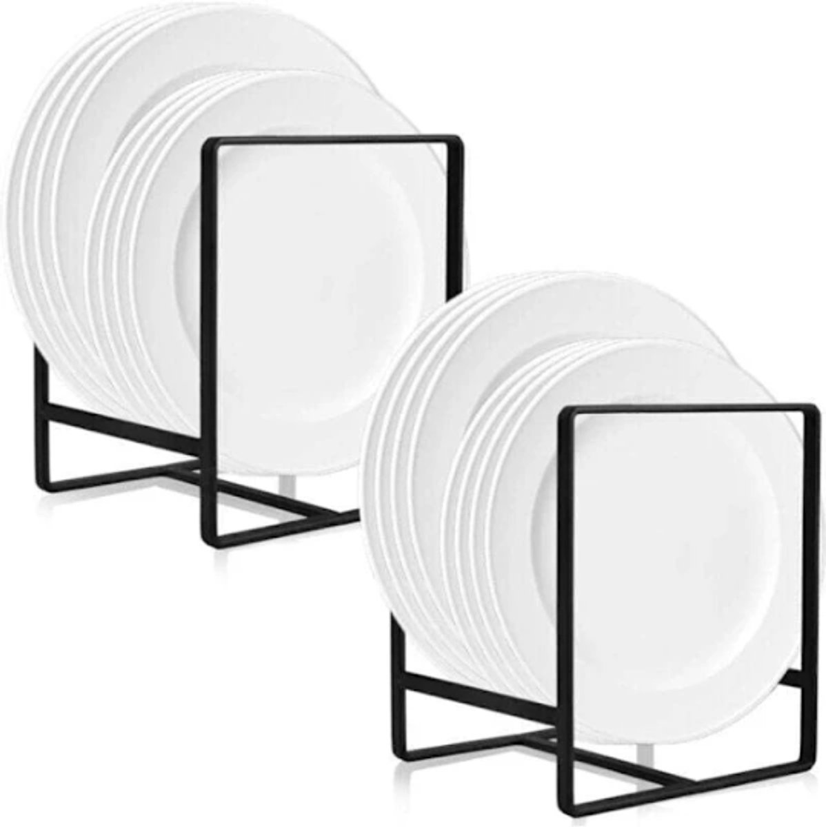 Set of Two - Cabinet-Style Plate Rack - Waterproof - Stainless Steel - No Installation Required - Compatible with Most Plates and Cutlery - Image 1
