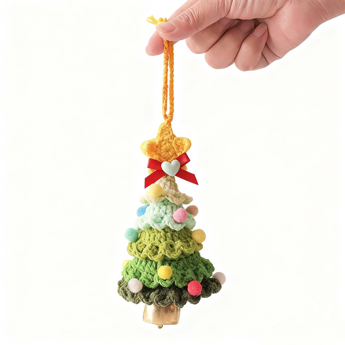 Christmas Decorations - Crochet Christmas Tree Bell Decorations - Small Christmas Decorations - Car Decorations - Style C - Image 1