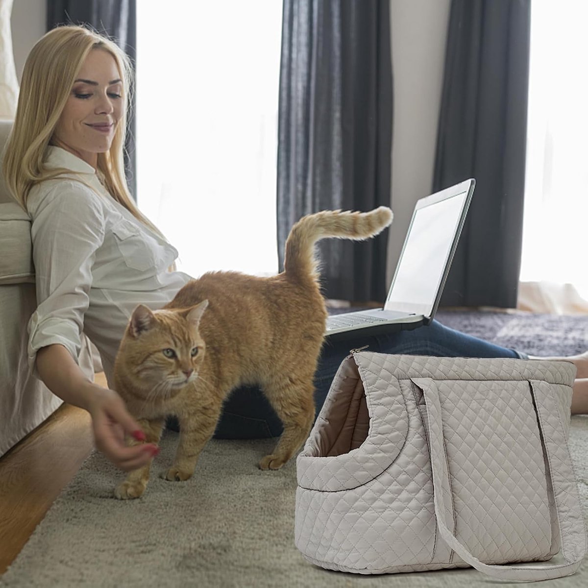 Pet Carrier - Small Portable Pet Carrier - Lightweight Cotton Winter Pet Carrier - Take Your Pet With You - Suitable for Cats, Puppies and Kittens - Image 4