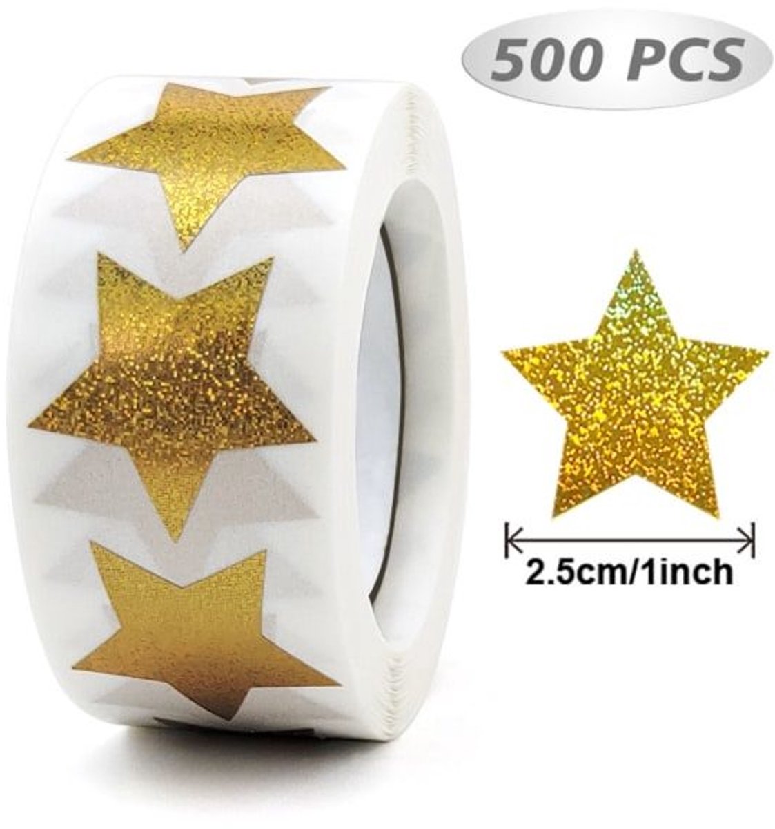 Stickers - 500 sheets - Sealing stickers - Gift stickers - Children's stickers - Stickers for adults - Reward stickers for children - 1 roll - Star stickers - Suitable for packaging - Image 1