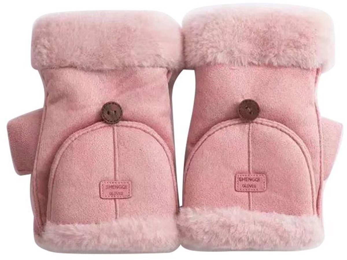 Gloves - Women's Gloves - Warm Gloves - Fingerless Gloves - Suitable for walking, commuting, running, hiking, outdoor activities and cold winters. (Pink) - Image 1