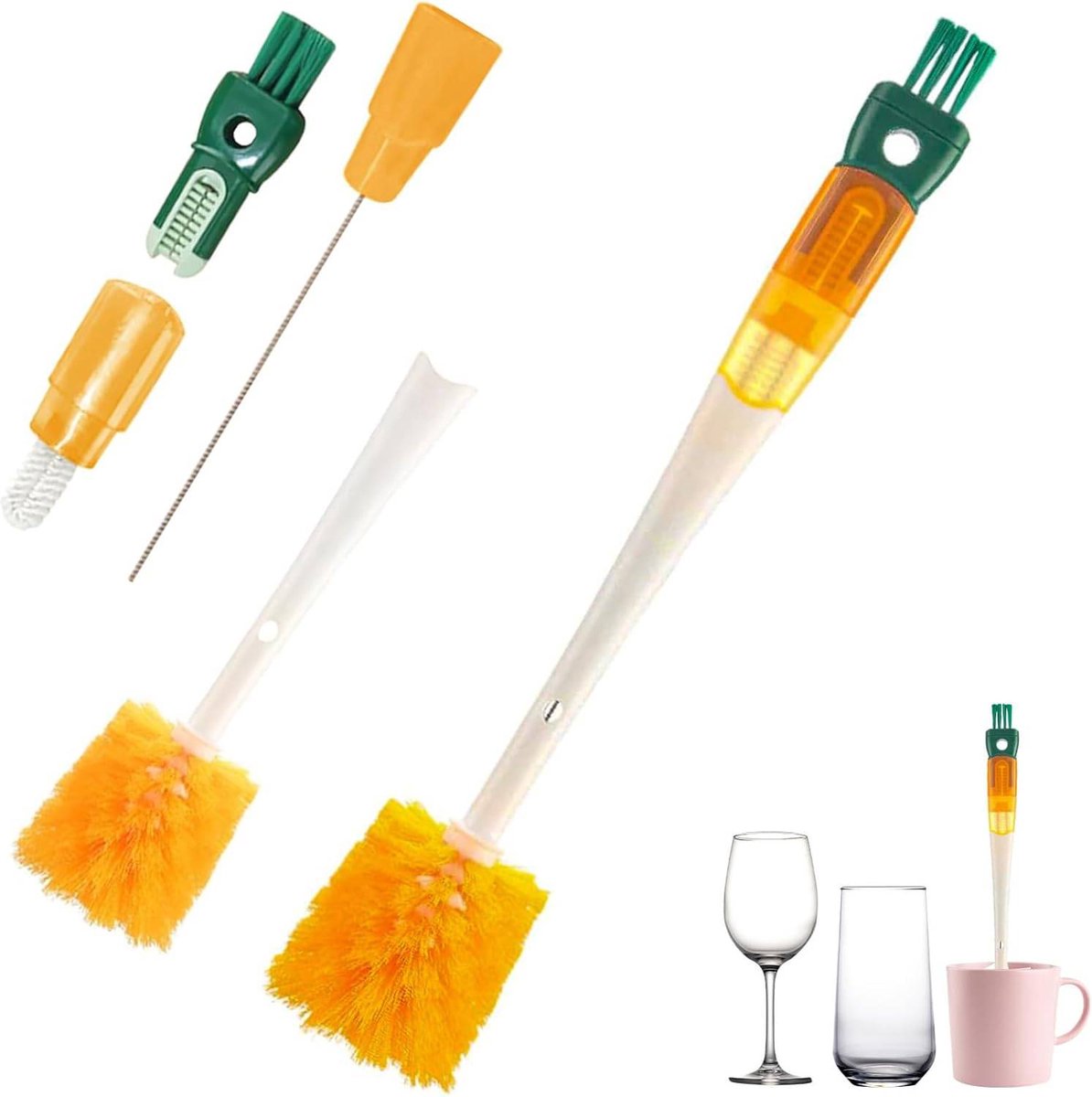 Bottle Brush - 5-in-1 Bottle Brush - Bottle Brush for Babies - Suitable for all types of glass cups - Cleans cup rims, straws and other parts. - Image 1