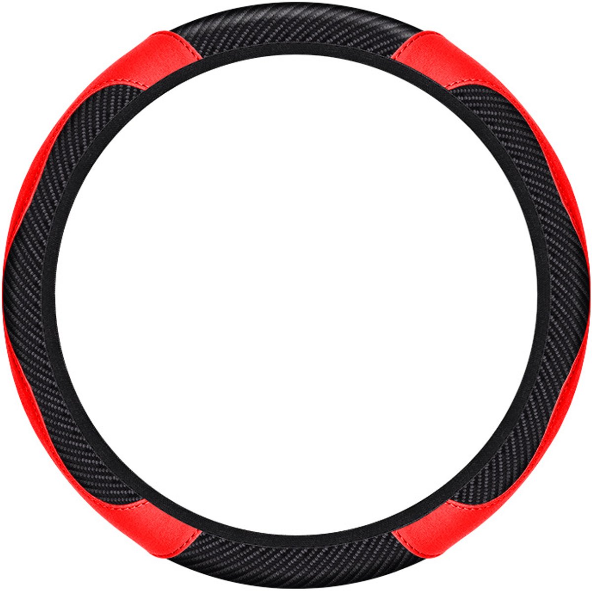 Steering wheel cover - car handle cover - non-slip handle cover - black and red - elastic steering wheel cover - Image 1