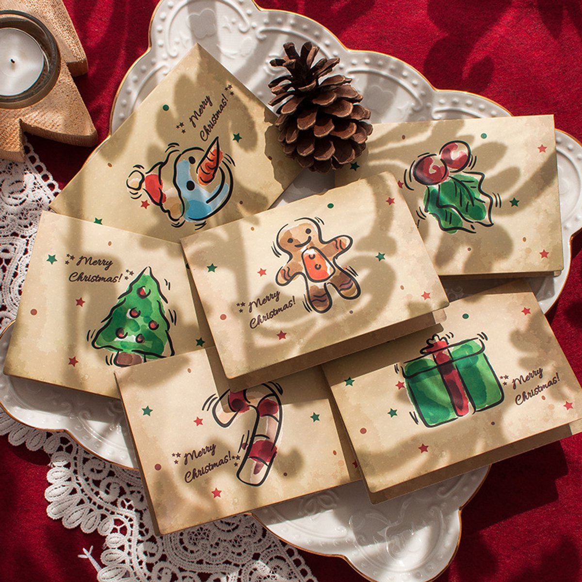 Christmas cards with envelopes - 6 sets - Christmas Eve cards - Christmas decorations - Christmas cards - New Year's cards - Making Christmas cards - Christmas card sets - Image 1