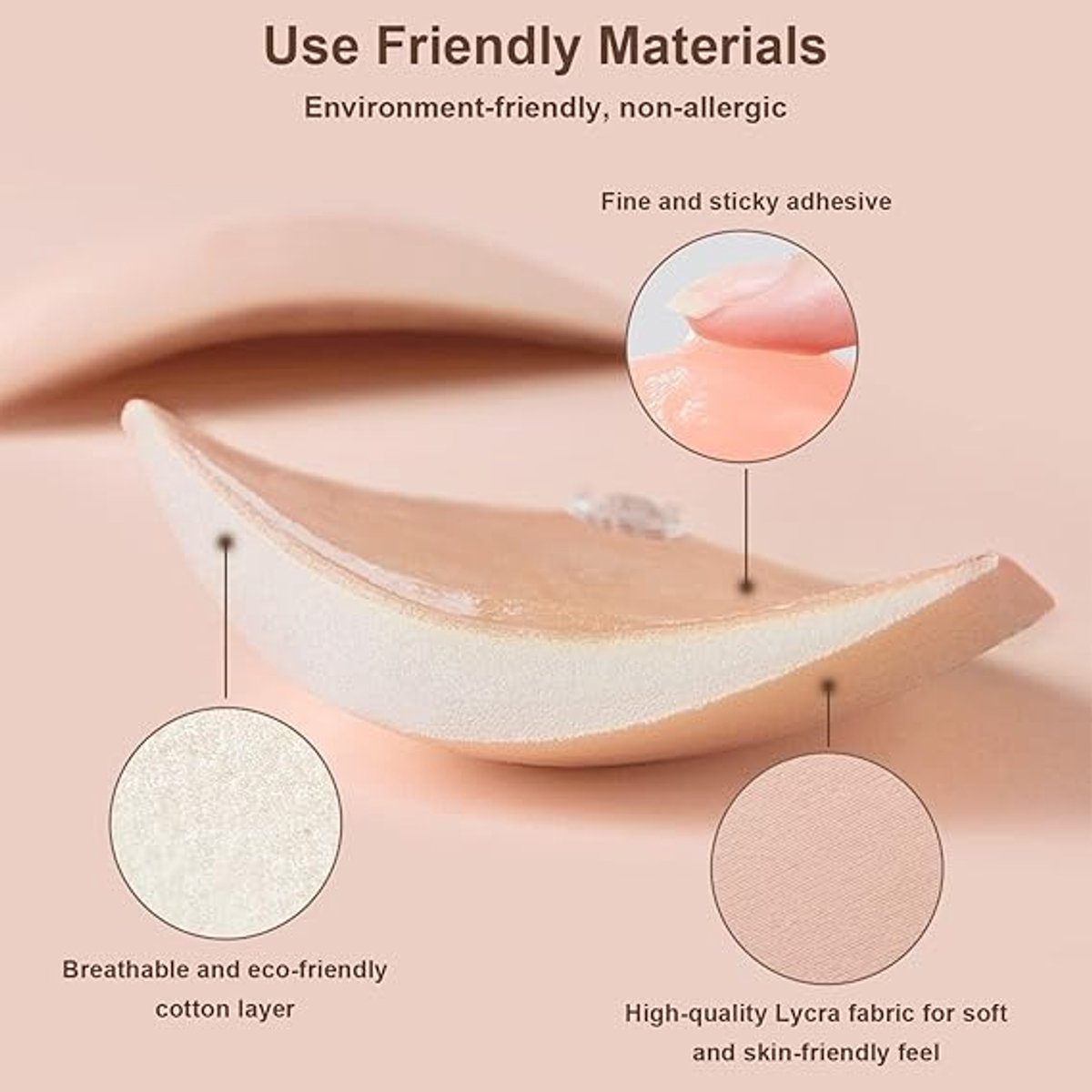 1 round bra cup - strapless invisible silicone - transparent push-up bra - seamless design - front closure - beige - A - Image 3