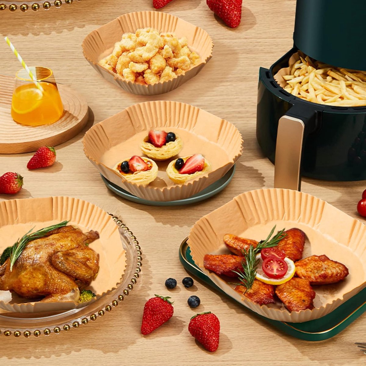 Airfryer Paper (100 sheets) - Airfryer Paper Mat 20 cm - Non-stick Airfryer Paper - Baking Mat - BPA-free - Suitable for 3-6 litre ovens - Baking Tray - Microwave-safe (square) - Image 6
