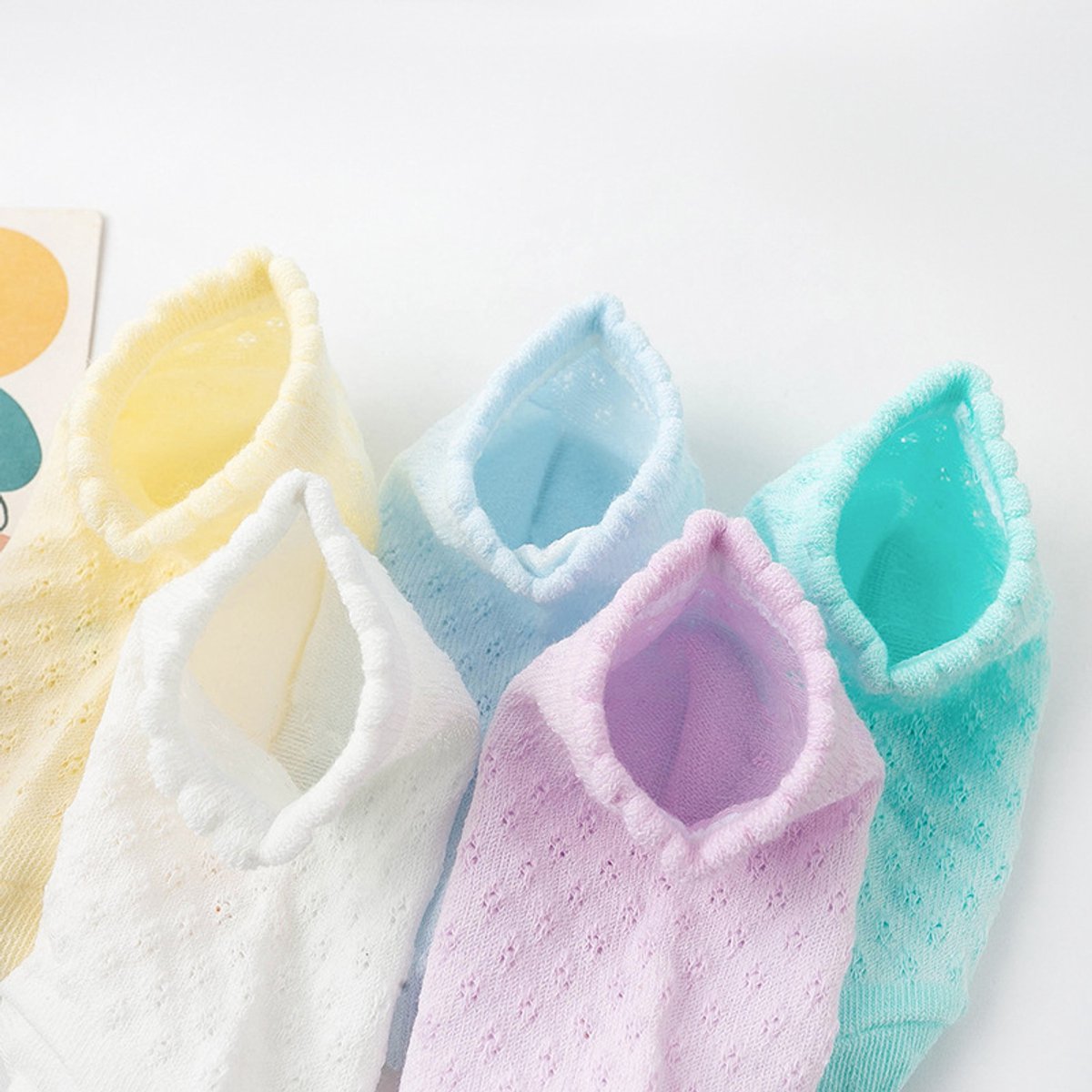 Baby socks - (5 pairs) - Socks - Children's socks - 100% cotton baby socks - Suitable for toddlers and children - Breathable lace mesh socks size M - Suitable for children from 1 to 3 years - Image 3
