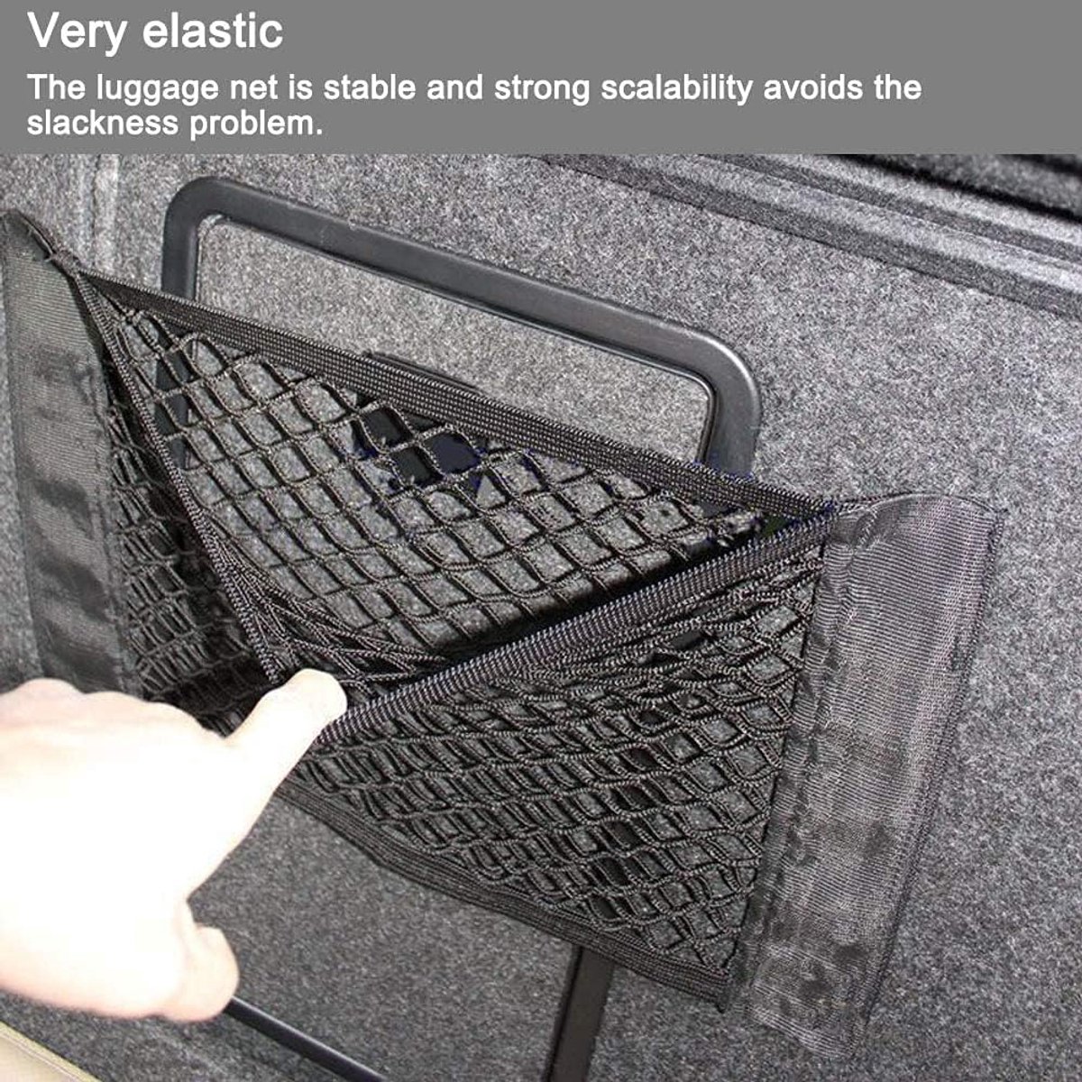 Car Trunk Storage Net (2-Pack) - Storage Bag 50*25cm - With Velcro - Car Seat Storage Net - Universal Net Bag for SUVs, Sedans and Trucks - Suitable for storing mobile phone accessories, water bottles - Image 3