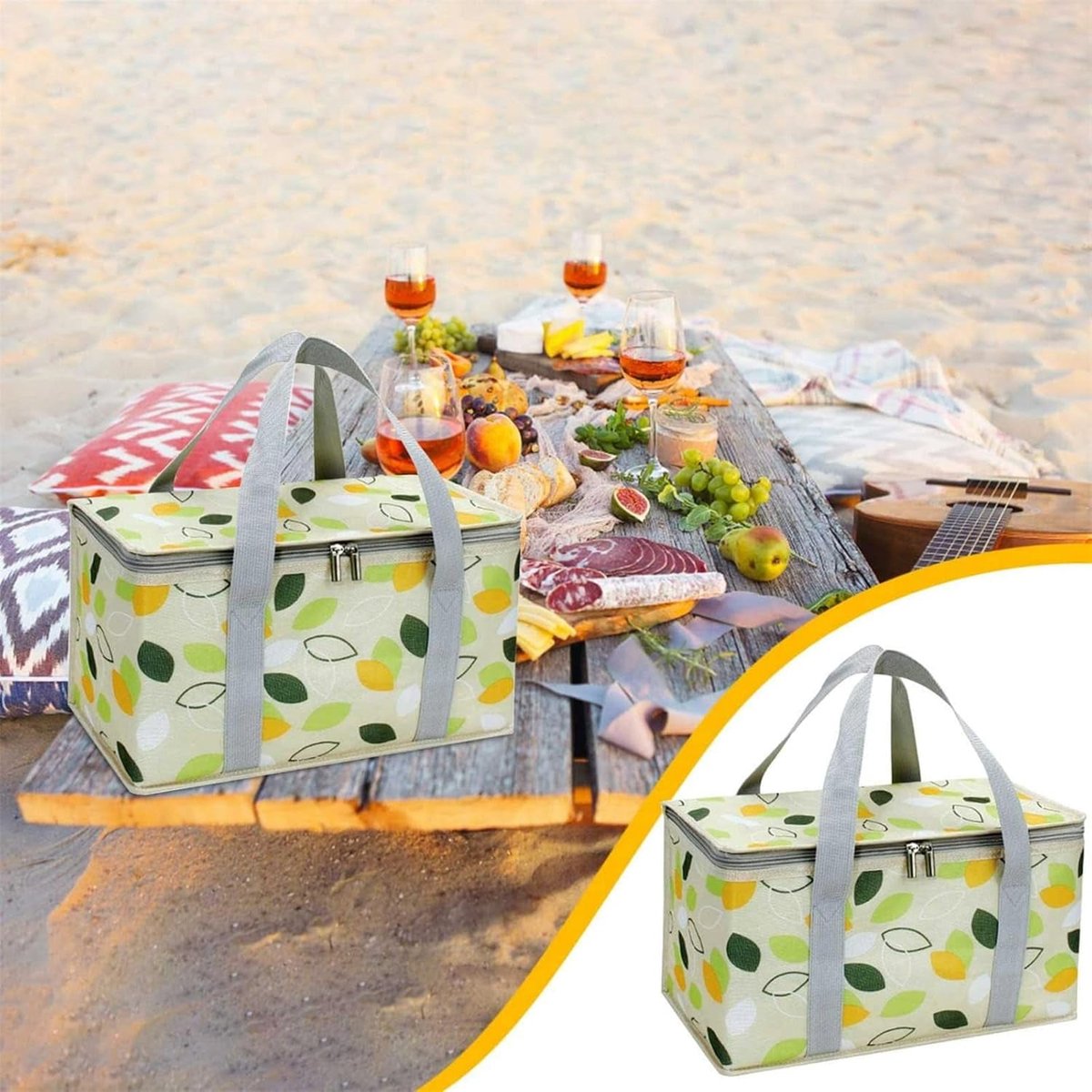 Large Cooler Bag - Picnic Cooler Bag, Lunch Bag - Lined - Keep Warm or Cold - Insulated Cooler Bag for Camping, BBQ, Home, Car & Outdoor Activities - Image 3