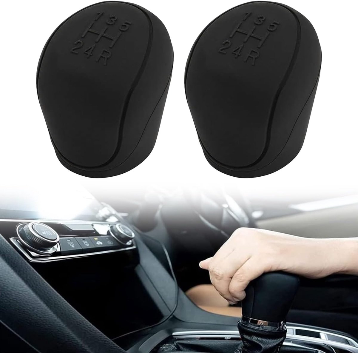 Transmission Lever Cover - Car Gear Shift Knob Cover - Car Gear Shift Knob Protective Cover - Car Round Soft Silicone Anti-slip Gear Shift Knob Cover - Black - Image 1