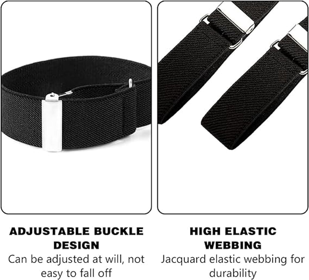 Shirt Bracelet - 2 Pairs of Cuff Rings - Adjustable Cufflinks - Non-slip Cuff Bra - Elastic Cuffs - Cufflinks - Black/Blue - L - Image 4