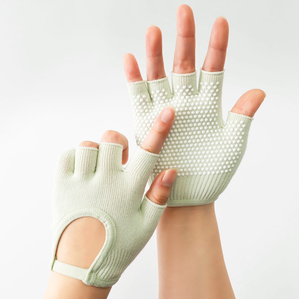 Gloves - Sports Gloves - Yoga Gloves - Fingerless Gloves - Non-slip Gloves - Unisex - Suitable for Gym and Home Workouts (Vegetable) - Image 1