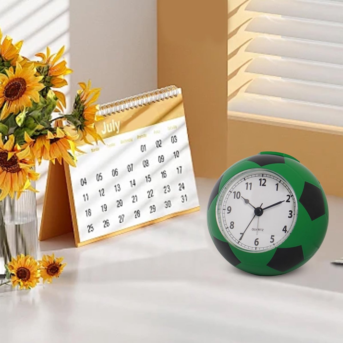 Football Alarm Clock - Silent - Non-ticking Desk Clock | Kids Bedside Clock | Cute football design, easy-to-read analog display, perfect for kids' bedrooms, great birthday gift for boys and girls - vegetable - Image 7