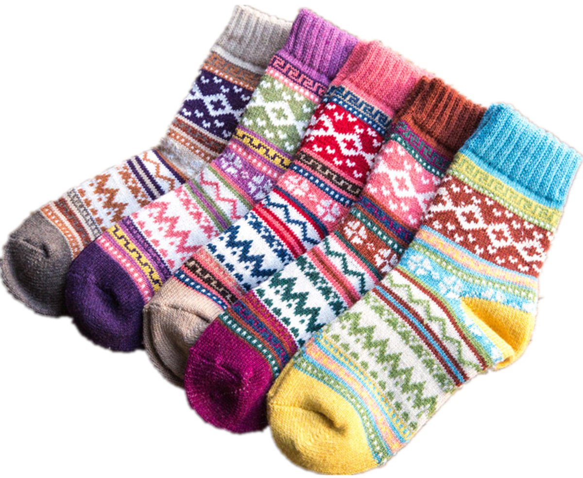 Pack of 5 pairs - Thick, warm women's socks for autumn and winter - Chunky knitted women's socks - Warm socks - Image 1