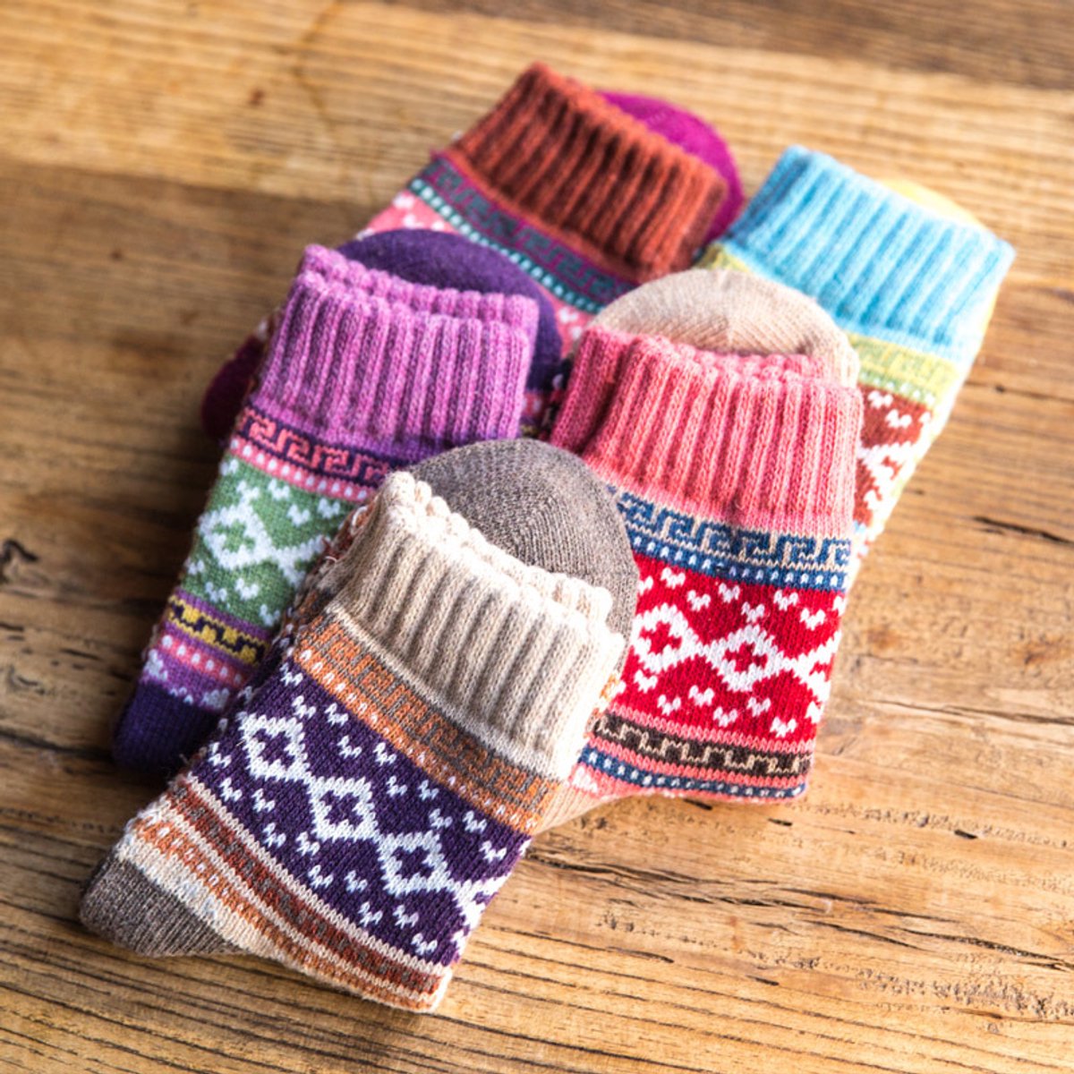 Pack of 5 pairs - Thick, warm women's socks for autumn and winter - Chunky knitted women's socks - Warm socks - Image 4