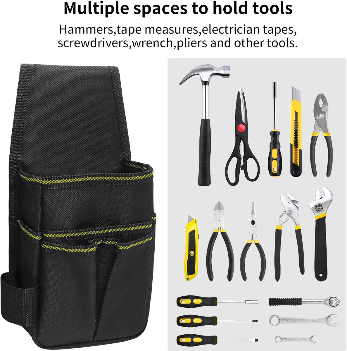 Tool Bag - Hardware Tool Bag - Hardware Storage Bag - Waist Bag - Small Oxford Canvas Tool Bag - with Adjustable Nylon Waist Strap, Suitable for Electricians, Carpenters, and Repair Technicians. - Image 4