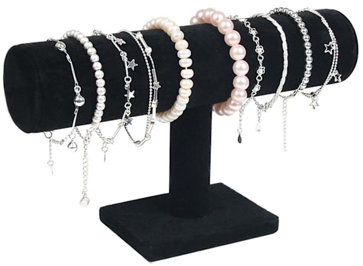 Bracelet Stand - Watch Stand - Flannel Bracelet Display Stand - T-Shaped Display Stand Jewelry Bracelet Watch Display Stand - Image 1