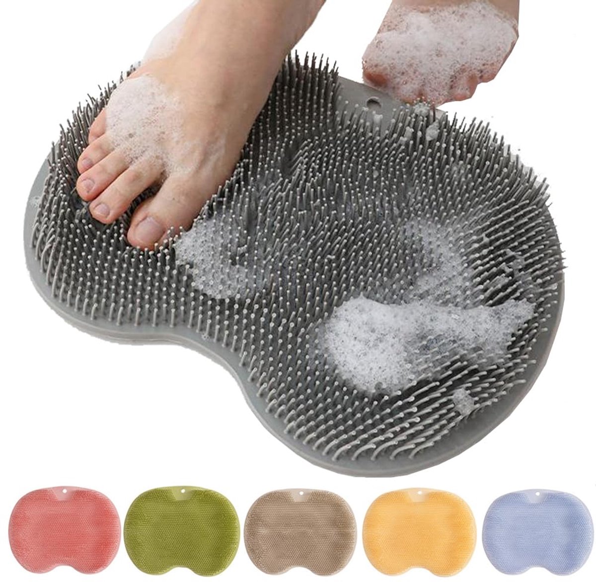 Shower Mat - Non-Slip Bath Mat - Foot Cleansing Pad, Back Scrub Pad, Exfoliating Bath Scrub Pad, Non-Slip Wall Suction Cup - Suitable for Men and Women (Gray) - Image 1