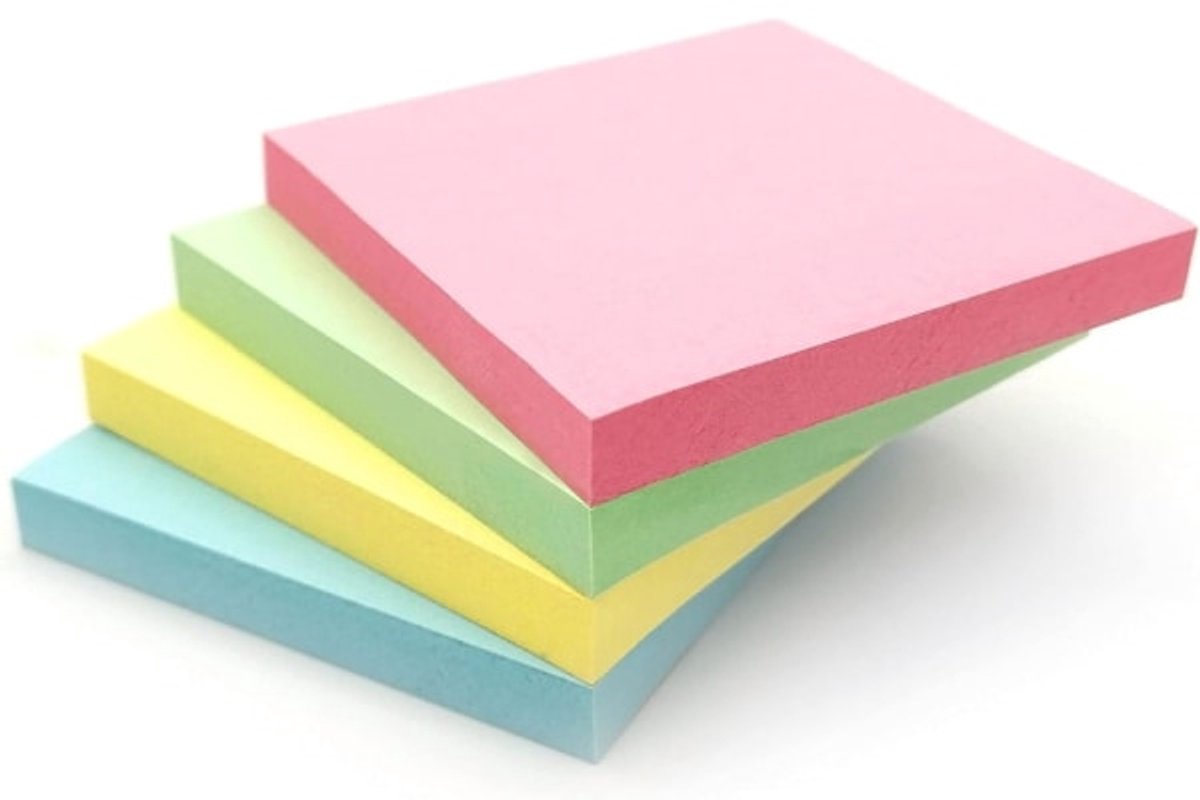 Colorful Sticky Notes - Self-Adhesive Notepads - Student Notebooks - Tear-Off - 4 Packs, 100 Sheets - Image 1